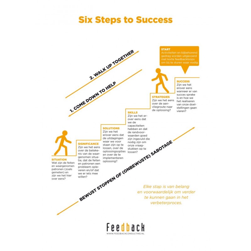 Nieuwjaar fout audit Poster 'Six Steps to Success met Sabotage en Start'